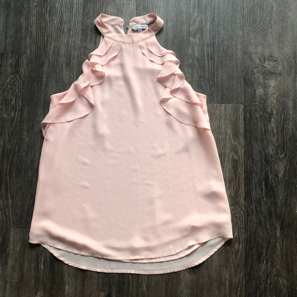 Women’s Naked Zebra Flowy Ruffle Tank Blouse Sz S